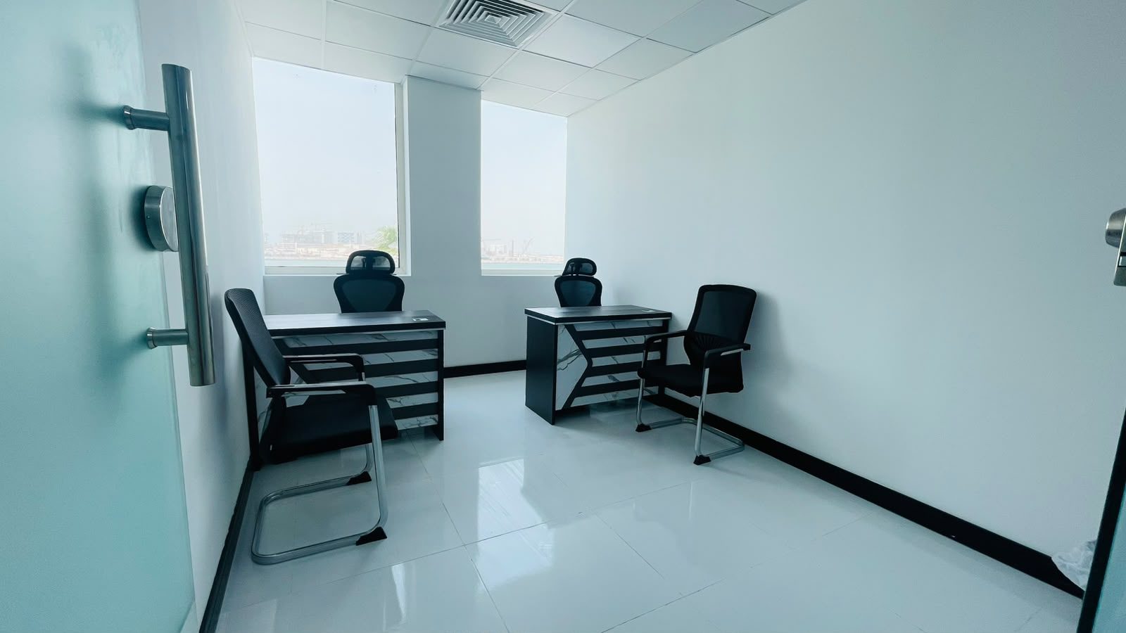 Glass-partitioned office